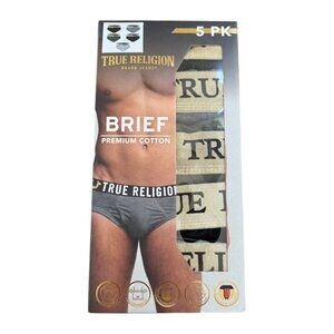 5 Pack True Religion Low Rise Premium Briefs Underwear Black Olive Men's